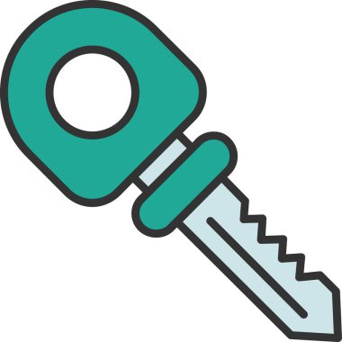 Beyaz arkaplanda anahtar simgesi ve vektör illüstrasyon tasarımı