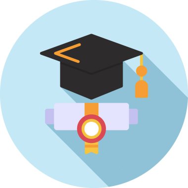 eğitim mezuniyet şapkası simgesi düz stil