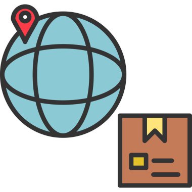 pin konumu simgesine sahip dünya, basit vektör illüstrasyonu