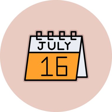 19 Temmuz takvim günü basit satır biçimli bir takvim günü simgesi