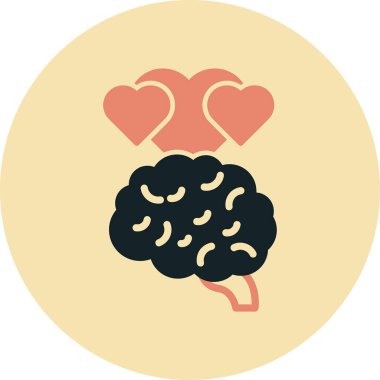 beyin simgesi, düz biçim, vektör illüstrasyonu