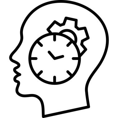 Saat ve zaman yönetimi vektör illüstrasyonuna sahip insan beyni