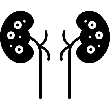 Böbrek taşıyıcı ikonu. Beyaz arka plan böbreğinde siyah simge izole edildi ve