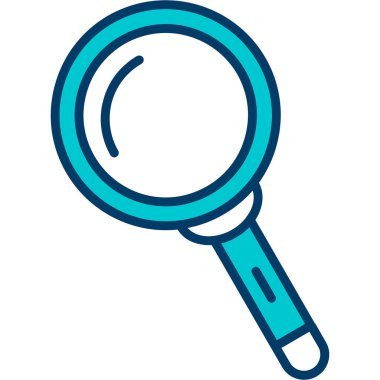 Büyüteç simgesi. Vektör. Mavi ve siyah renk. düz biçim illüstrasyonu, beyaz arkaplanda izole