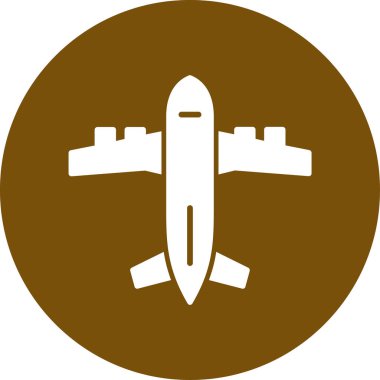 Uçak vektör simgesi. Bu düz yuvarlak sembol beyaz arkaplan üzerinde gri renk ve yuvarlak açılar kullanır