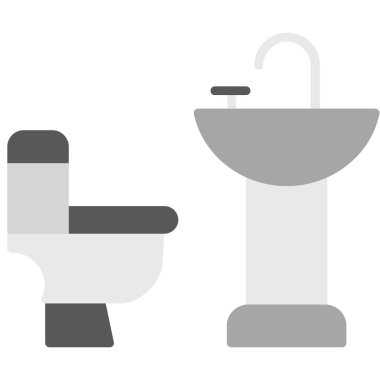 tuvalet ve tuvalet katı simgesi, vektör, illüstrasyon