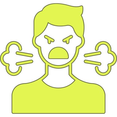 Üzgün ve kızgın adam ikonu, düz stil