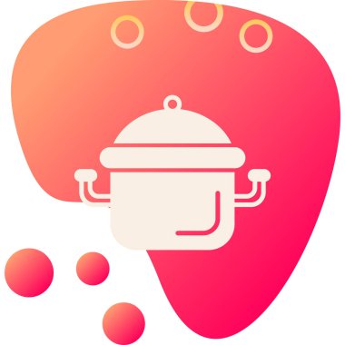 Beyaz çizgi mutfak önlüğü ikonu, gölge arkaplanı ile izole edilmiş. Aşçı üniforması. Kırmızı daire düğmesi. vektör.