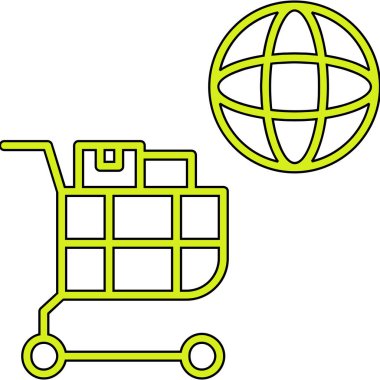 dağıtım kamyonu ve tramvay simgesi, vektör illüstrasyonu