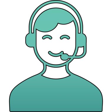 Müşteri servisi simgesi renk ana hatları vektörü