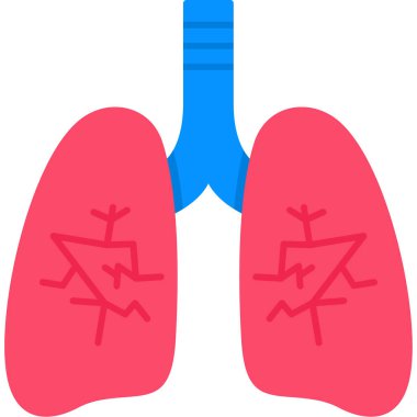 Akciğer vektör simgesi. biçim vektör bicolor düz ve yoğun renkli sembol, renkler ve yuvarlak açılar, beyaz arkaplan.