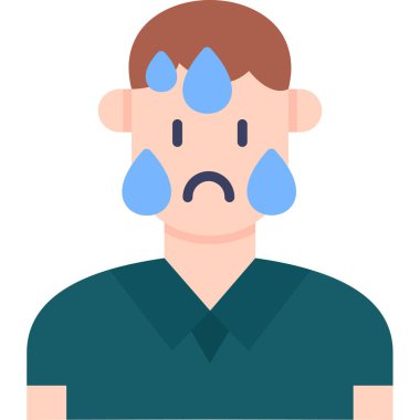 Ateş vektör düz dizayn hasta adam beyaz izole