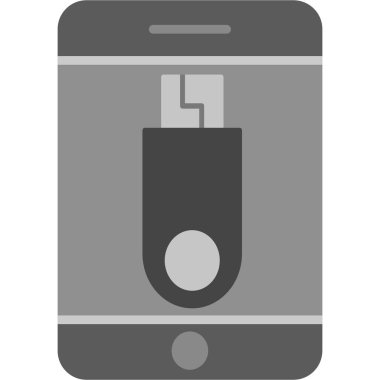 Batarya ikonlu cep telefonu. Akıllı telefonlu basit bir pil çizimi