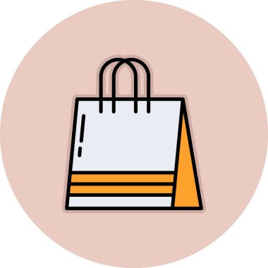 Torba ikonuyla alışveriş arabası. vektör illüstrasyonu