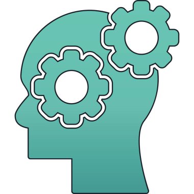 İnsan kafası içinde dişliler, vektör çizimi