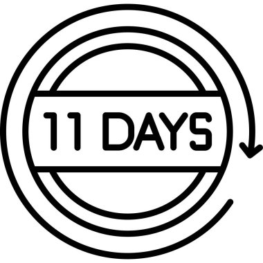 11 günlük takvim, satır simgesi, vektör illüstrasyonu