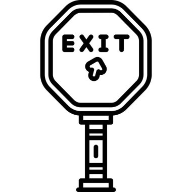 Çıkış simgesi. Beyaz arkaplanda izole edilmiş web tasarımı için çıkış vektör simgesinin basit çizimi