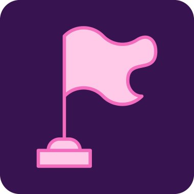 Mor arkaplan üzerinde bir yıldız olan uzun gölgeli bir bayrağın çizimi