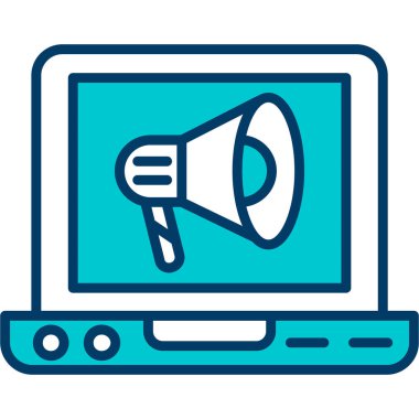 megafon ve hoparlör tasarımı, pazarlama ve çevrimiçi piyasa temalı vektör illüstrasyonu