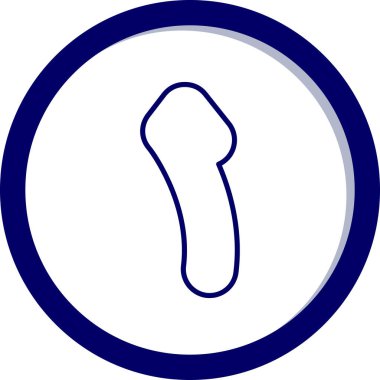 Prezervatif vektör simgesi. Stil iki renkli düz yuvarlak sembol, pürüzsüz mavi renkler, yuvarlak açıları, beyaz arka plan.