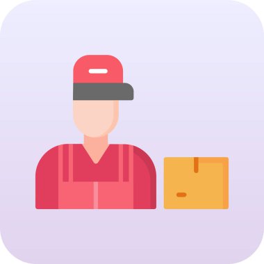 Karton kutu vektör çizimi olan teslimatçı..