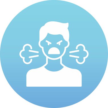 kızgın adam mavi gözlü, vektör, illüstrasyon, ikon