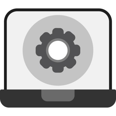 dişli vektör simgesi. resim biçimi yuvarlak bir düğme üzerinde düz bir simge, koyu gri ve gri renkler, beyaz arkaplan