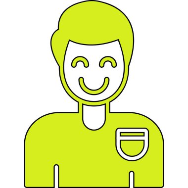 Kahve ikonlu mutlu adam, vektör illüstrasyonu