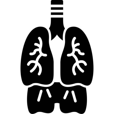 Akciğerler simge vektör. Tarzıdır düz sembolü, siyah renkli, yuvarlak açılar, ışık gri arka plan