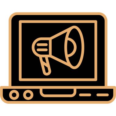 megafon ve dizüstü bilgisayar ikonu. Megafon vektör vektör web tasarımının özet çizimi