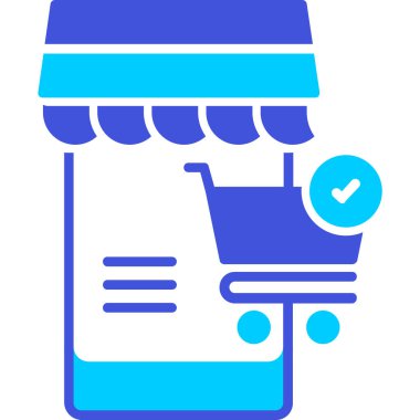 İşaretli simge illüstrasyonlu alışveriş arabası