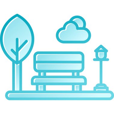 Benç park simgesi ile doldurulmuş - taslak biçimi