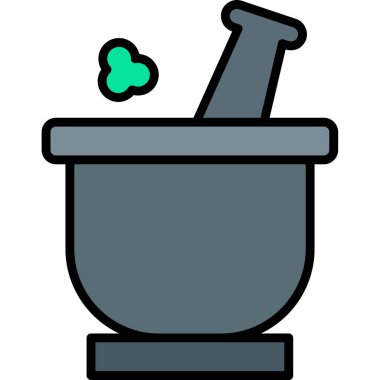 Kase mutfak ikonu, ana hatlarıyla doldurulmuş.