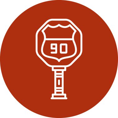 Basit bir daire içinde trafik konisi simgesi web ve mobil için izole edilmiş vektör çizimi