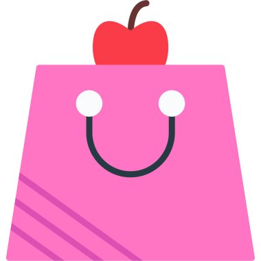 torba meyve sağlıklı simgesi düz stil