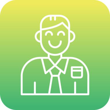 Yeşil kartı ve sarı kurdelesi olan bir adamın vektör çizimi