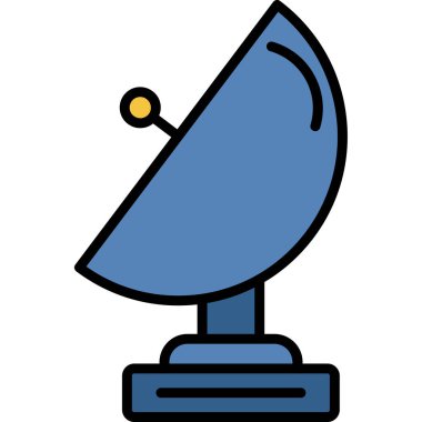 Uydu çanağı simgesi. Ana uydu anten vektör rengi düz izole