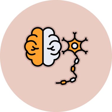 Beyin ve covid 9 koronavirüs salgın ikonu beyaz arkaplan, çizgi ve doldurma renk biçimi, vektör illüstrasyonu