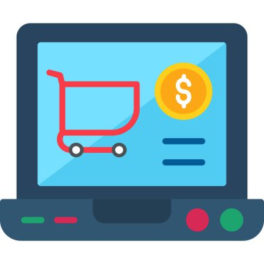 Alışveriş çevrimiçi simgesi vektör illüstrasyonu