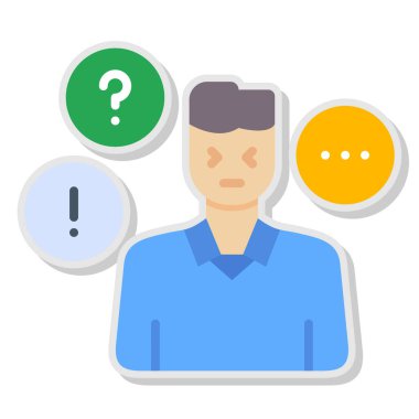 Farklı yüz ifadesi olan bir adamın düz simgesi, vektör illüstrasyonu 10 birim