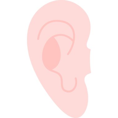 Beyaz arkaplanda izole edilmiş karikatür vektöründeki kulak simgesi. İnsan anatomisi sembolü vektör illüstrasyonu.