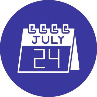 25 Temmuz 'da. 23. gün. Takvimdeki takvimin 3 boyutlu resmi ve beyaz arkaplandaki mavi takvim. Günün takvimi