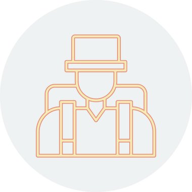 İnce çizgili silindir şapka giyen bir adam, sakallı bir adam.