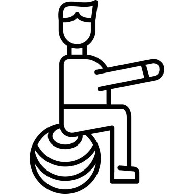 Tekerlekli sandalyedeki adam top ikonuyla, çizgi tarzı