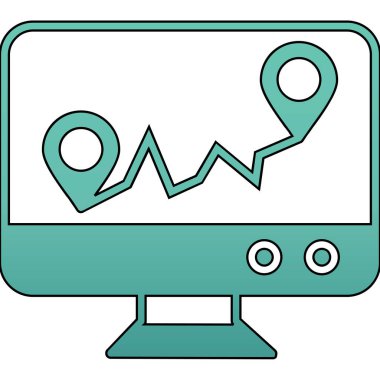 Harita konumu simgesi. Web için gezinme vektör simgelerinin özet çizimi