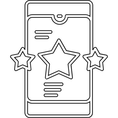 Cep telefonu ikonu olan bir yıldız. web için akıllı telefon vektör simgesinin özet çizimi