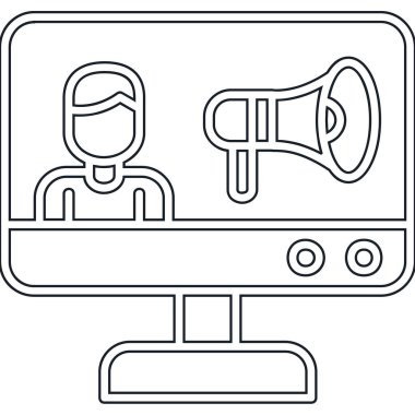 Hoparlörlü ve konuşma balonlu bilgisayar monitörü