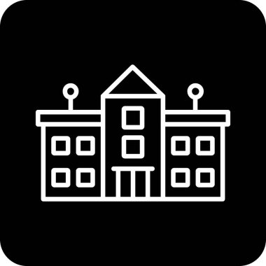 okul binası simgesi beyaz arkaplanda izole edilmiş basit bir şekilde.