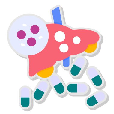 Bir tıbbi hapın çizgi film karakterinin vektör çizimi