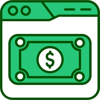 nakit Dolar simgesi renk ana hatları vektörü